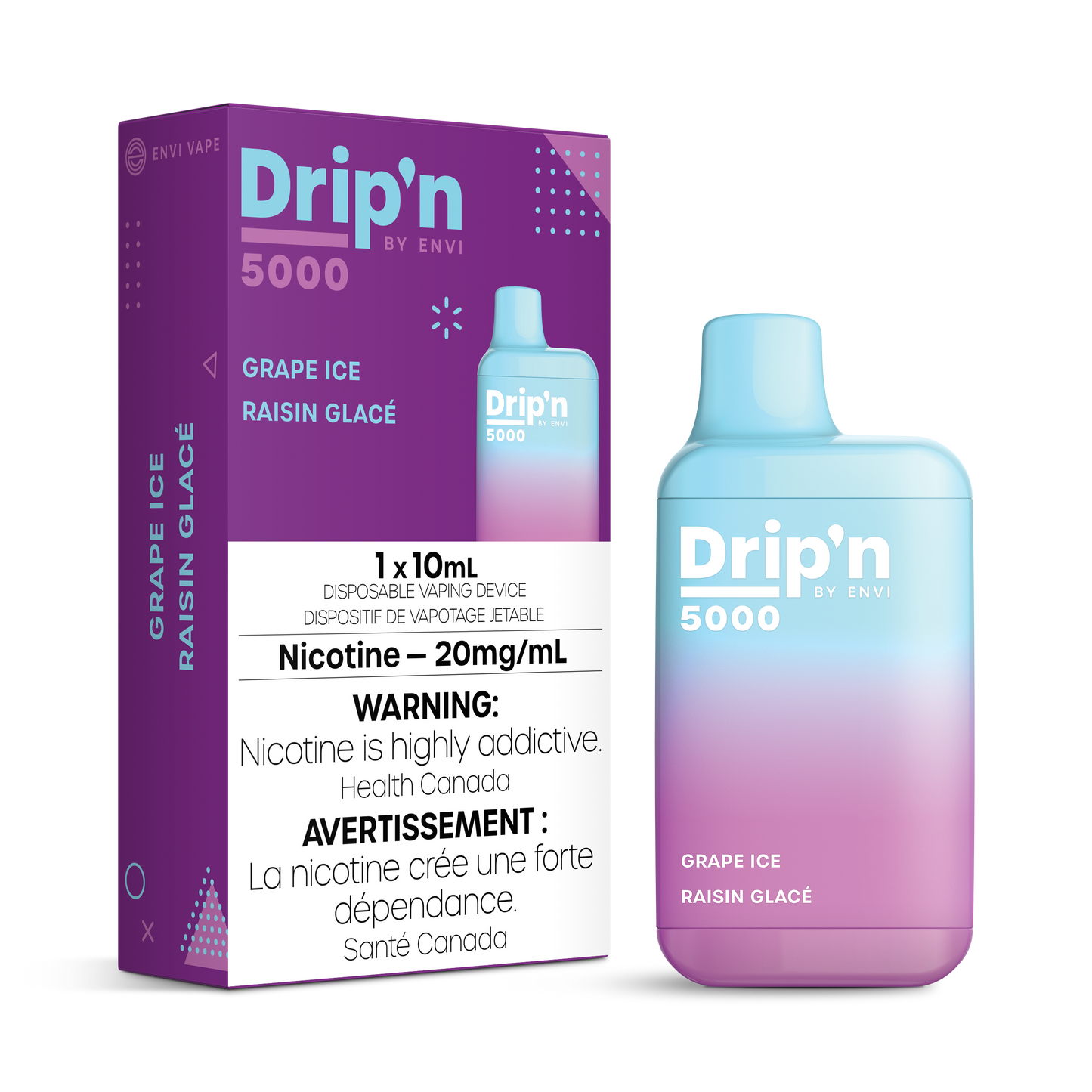 Dripn by Envi 5000 Disposable - Grape Ice 20MG 6pc/Carton