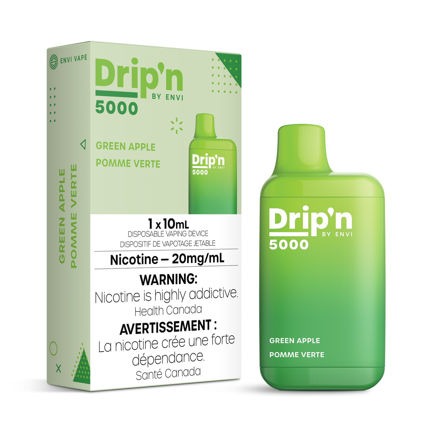 Dripn by Envi 5000 Disposable - Green Apple 20MG 6pc/Carton