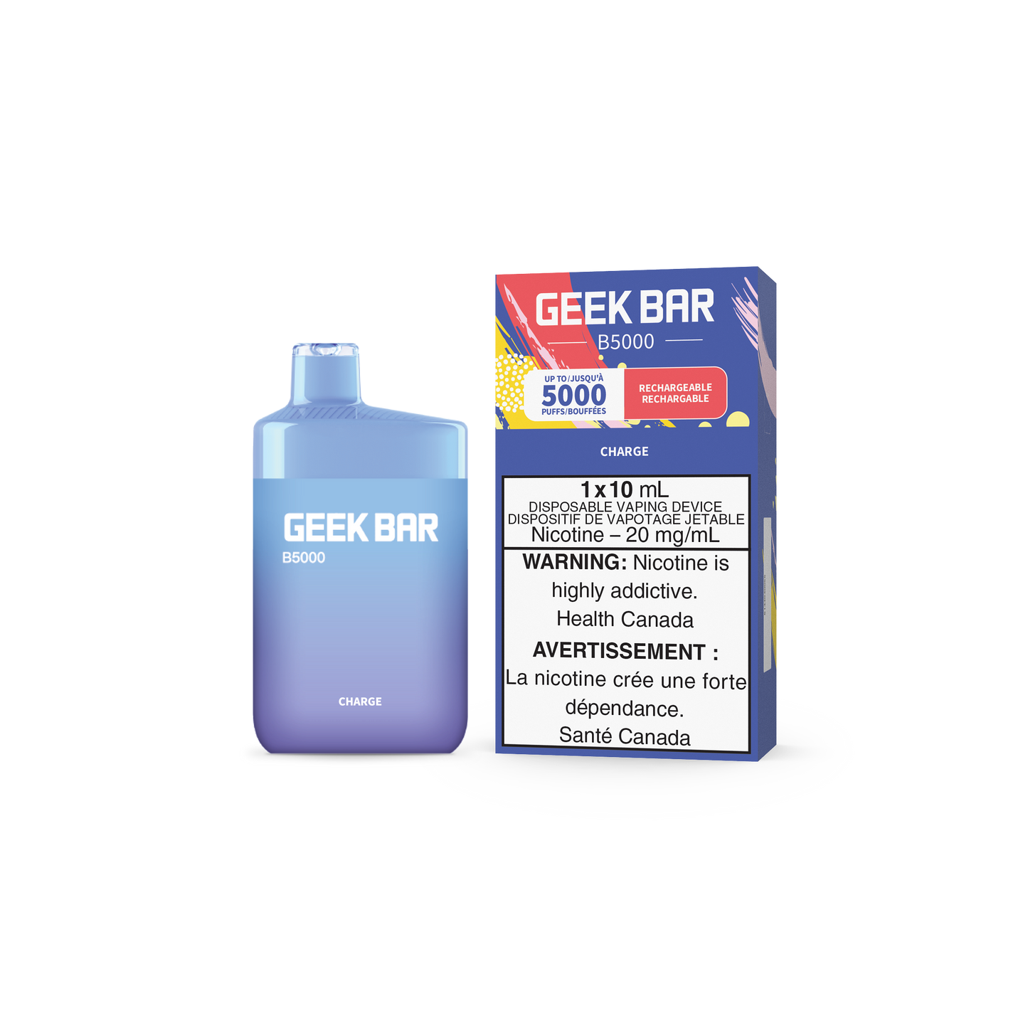 GEEK BAR B5000 DISPOSABLE - CHARGE (5PC/CTN) 10ML 20MG