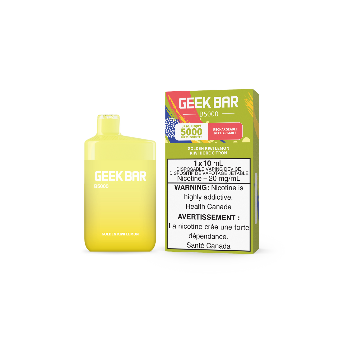 GEEK BAR B5000 DISPOSABLE - GOLDEN KIWI LEMON (5PC/CTN) 10ML 20MG