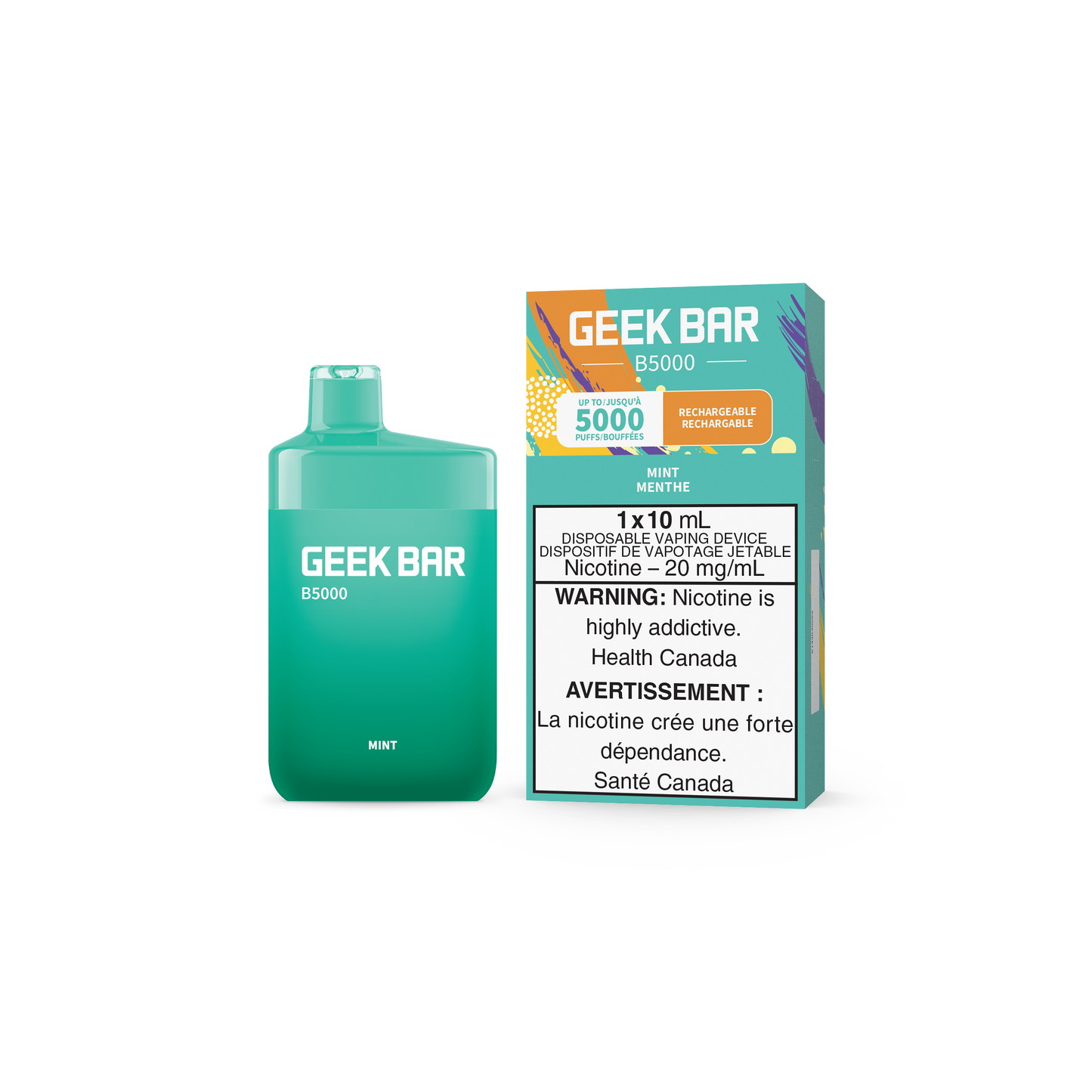 GEEK BAR B5000 DISPOSABLE - MINT (5PC/CTN) 10ML 20MG