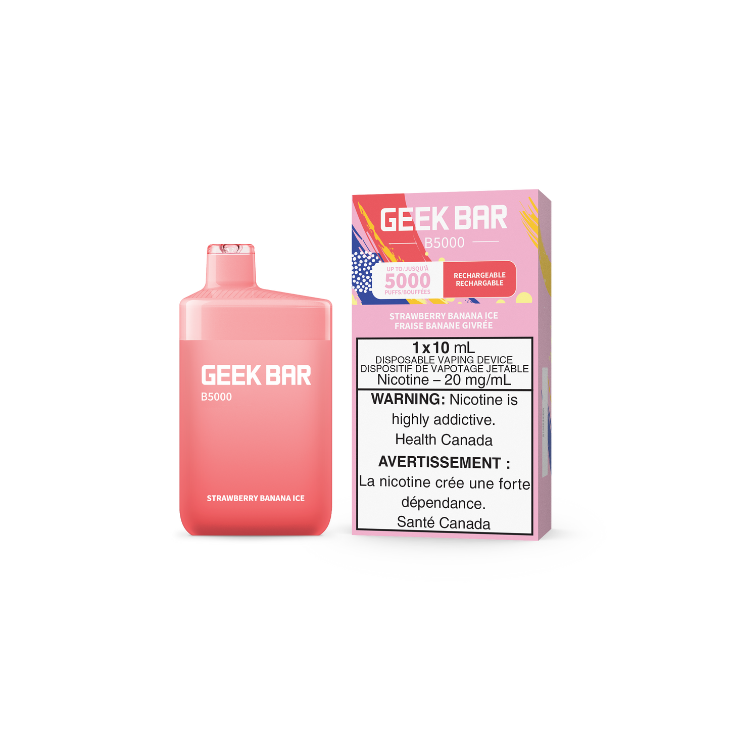GEEK BAR B5000 DISPOSABLE - STRAWBERRY BANANA ICE (5PC/CTN) 10ML