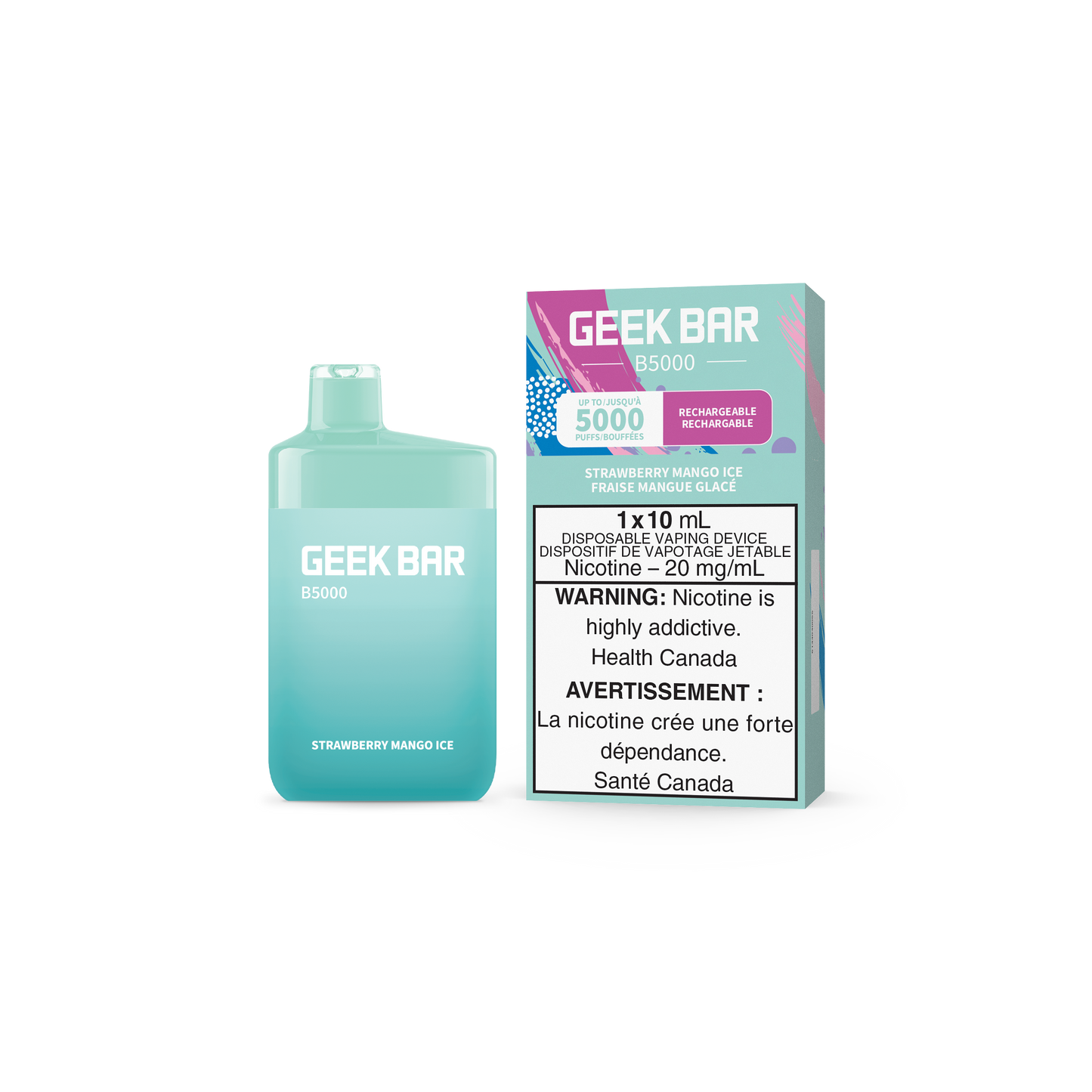 GEEK BAR B5000 DISPOSABLE - STRAWBERRY MANGO ICE (5PC/CTN) 10ML