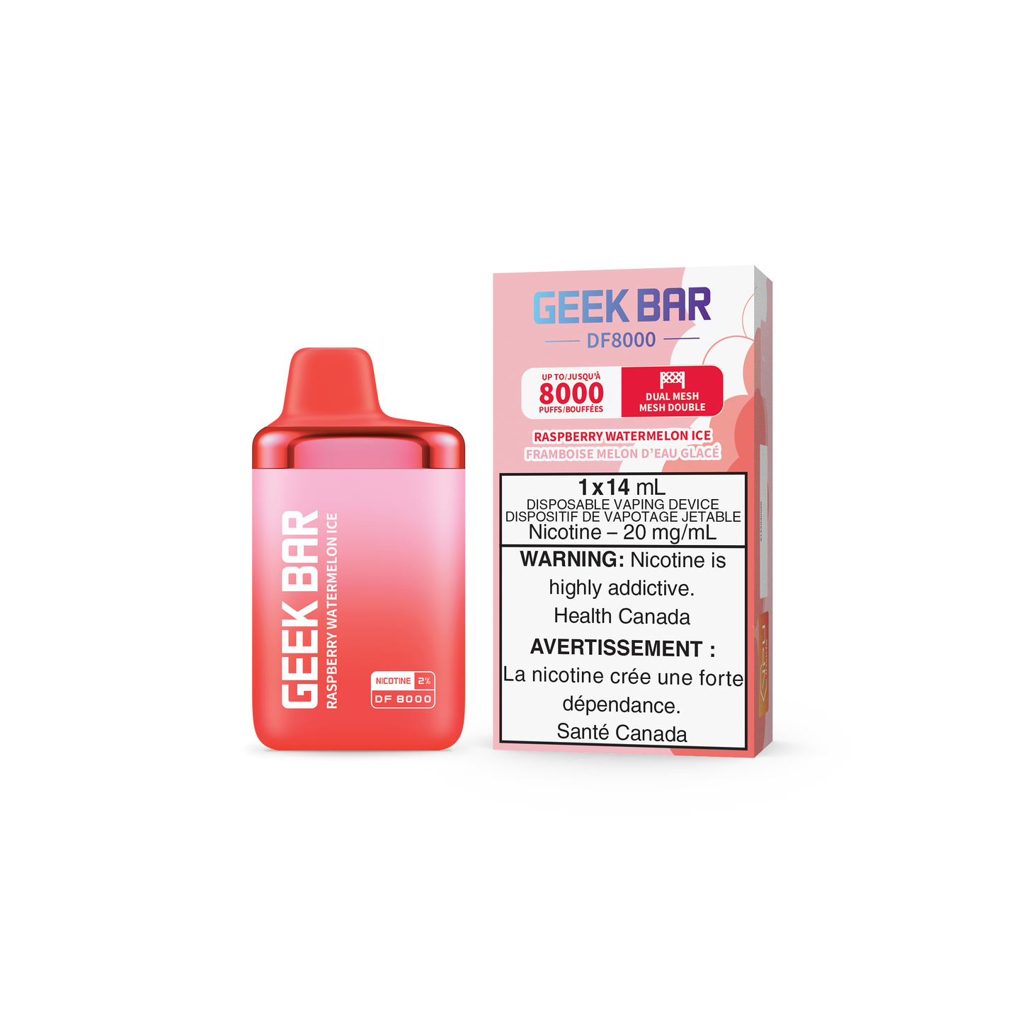 GEEK BAR DF8000 DISPOSABLE - RASPBERRY WATERMELON ICE (5PC/CTN)