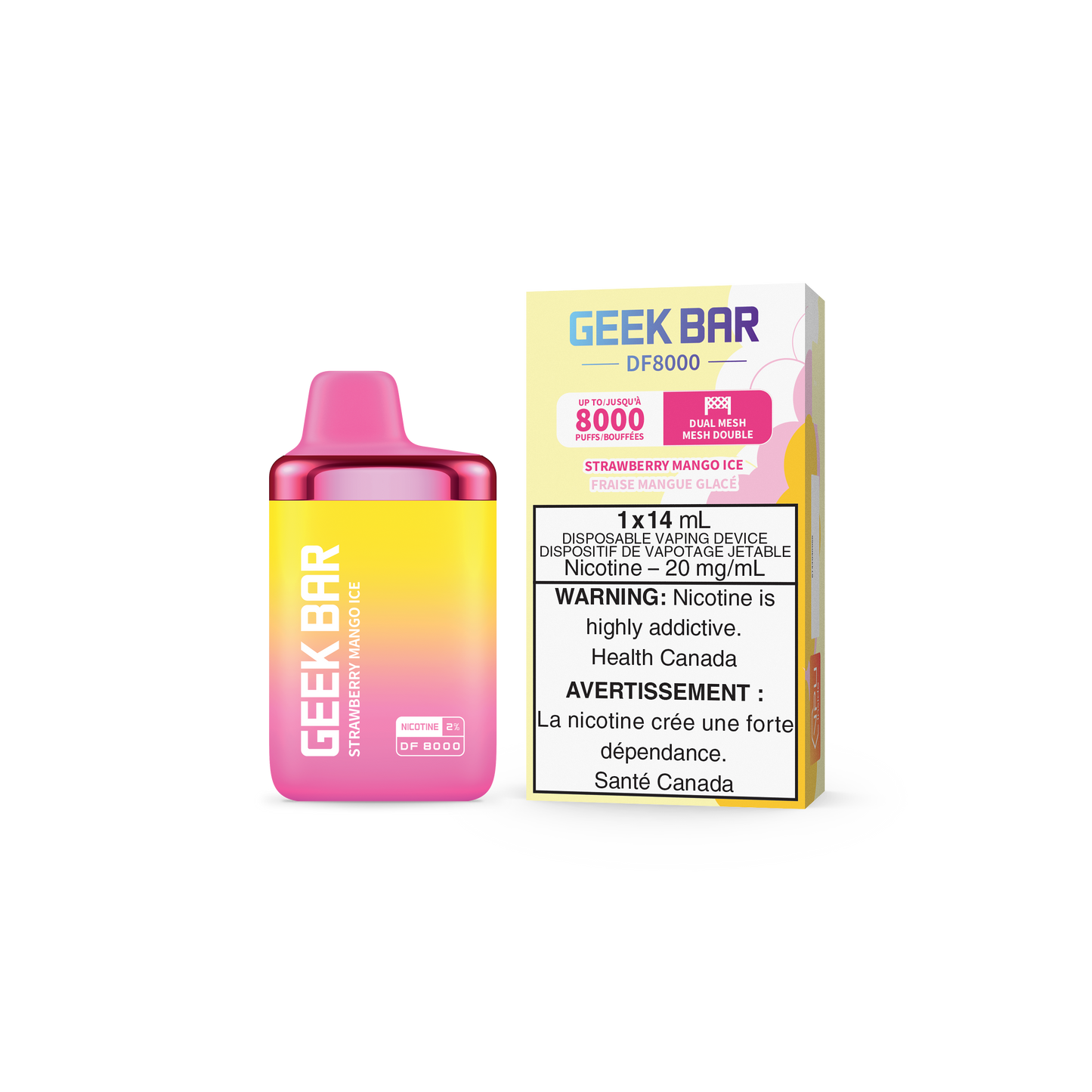 GEEK BAR DF8000 DISPOSABLE - STRAWBERRY MANGO ICE (5PC/CTN) 14ML