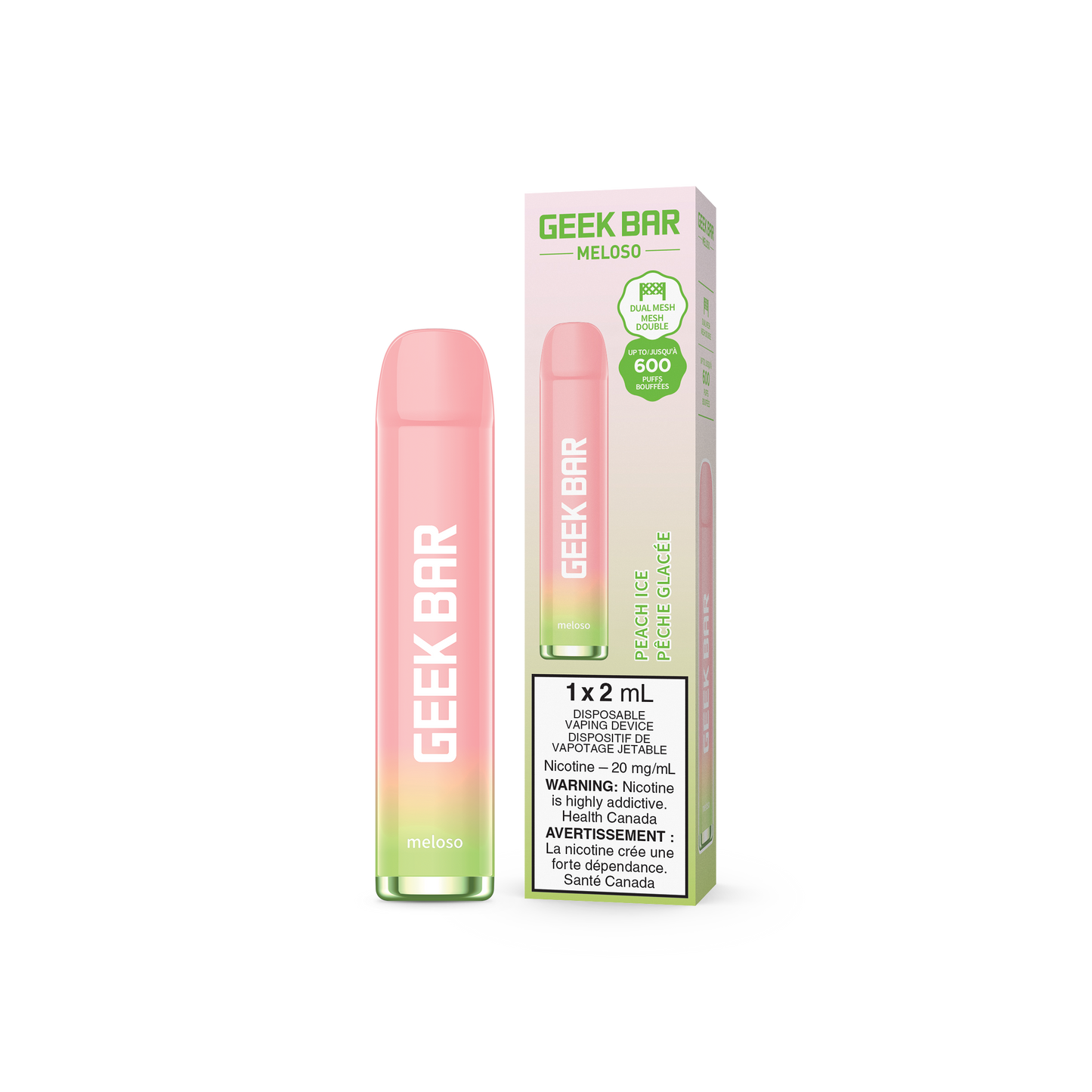 GEEK BAR MELOSO 2ML DISPOSABLE- PEACH ICE (6PCS/CTN) 2ML 20MG
