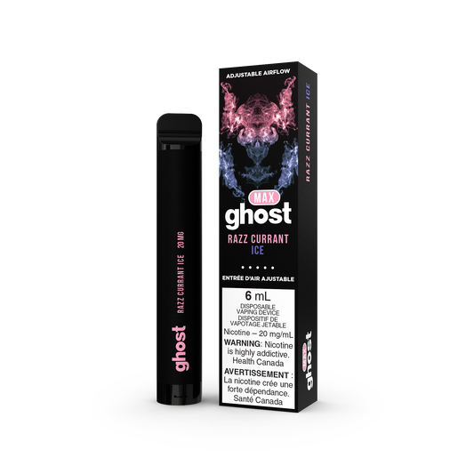GHOST MAX DISPOSABLE - RAZZ CURRANT ICE (5PC/CTN) 6ML 20MG