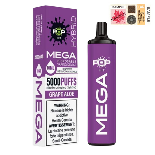 Pop Hybrid Mega 5000 Puffs Disposable Vape - 10ct Grape Aloe