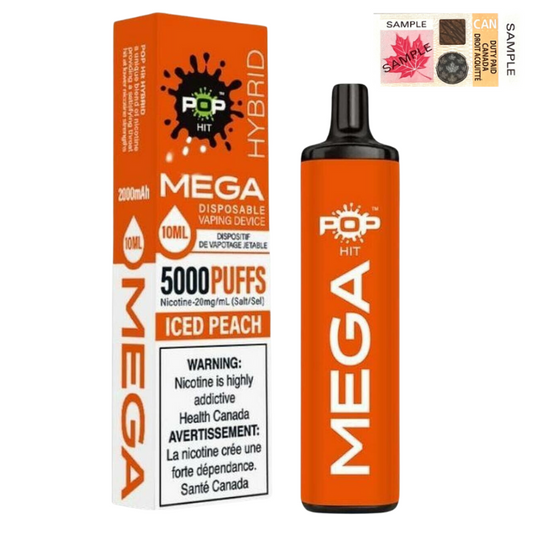 Pop Hybrid Mega 5000 Puffs Disposable Vape - 10ct Iced Peach