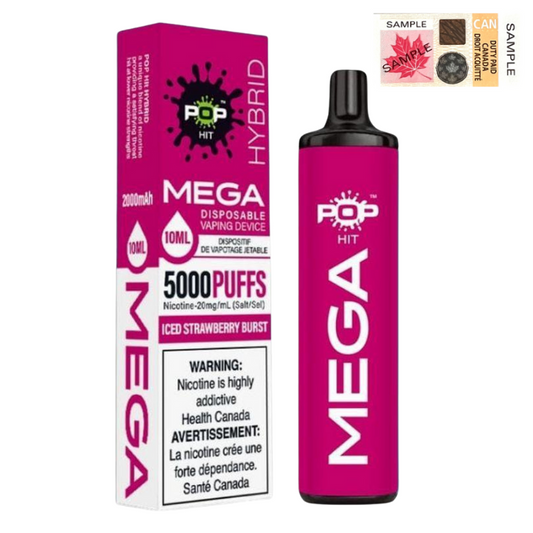 Pop Hybrid Mega 5000 Puffs Disposable Vape - 10ct Iced Strawberry Burst