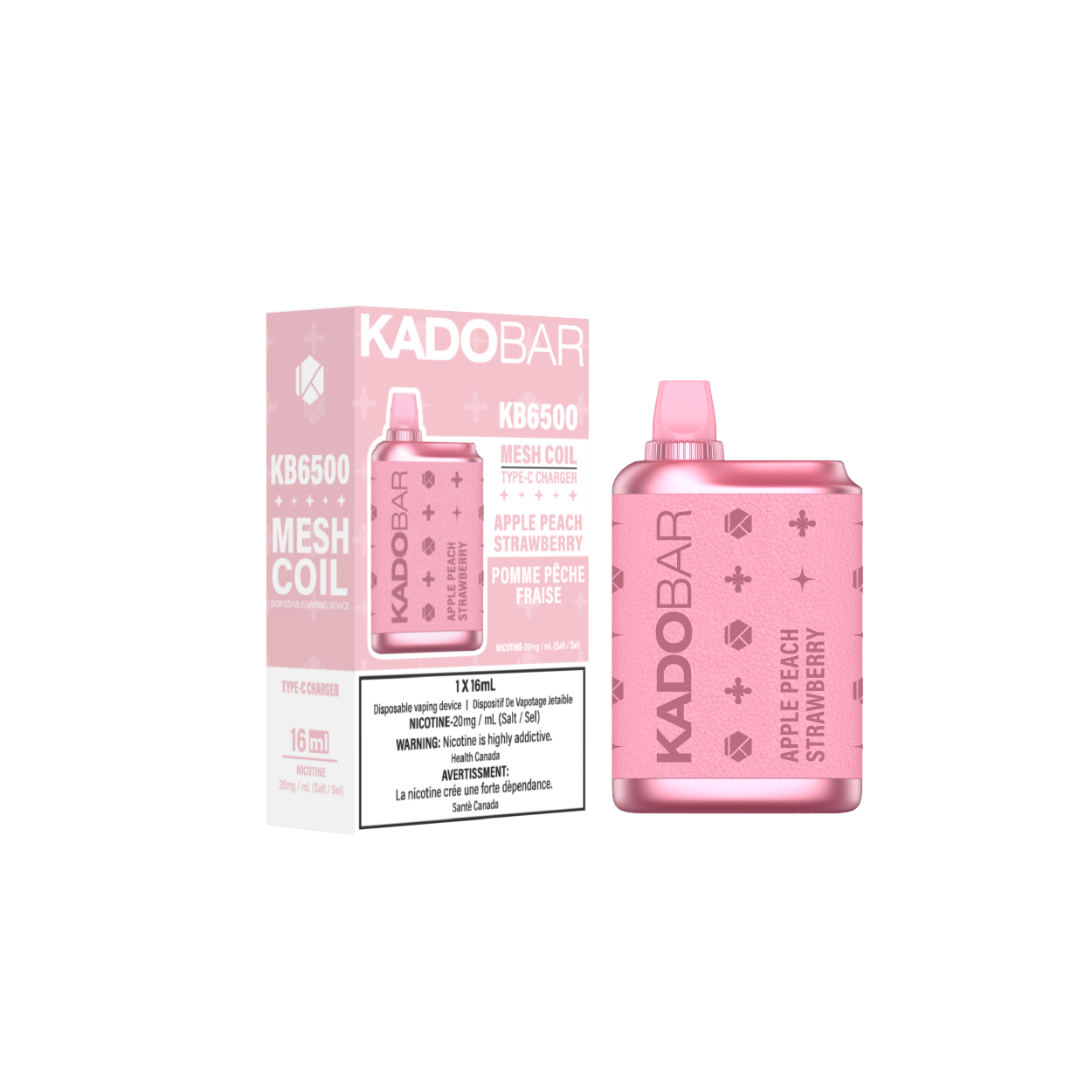 KadoBar 6500 Disposable Vape - 5ct Apple Peach Strawberry