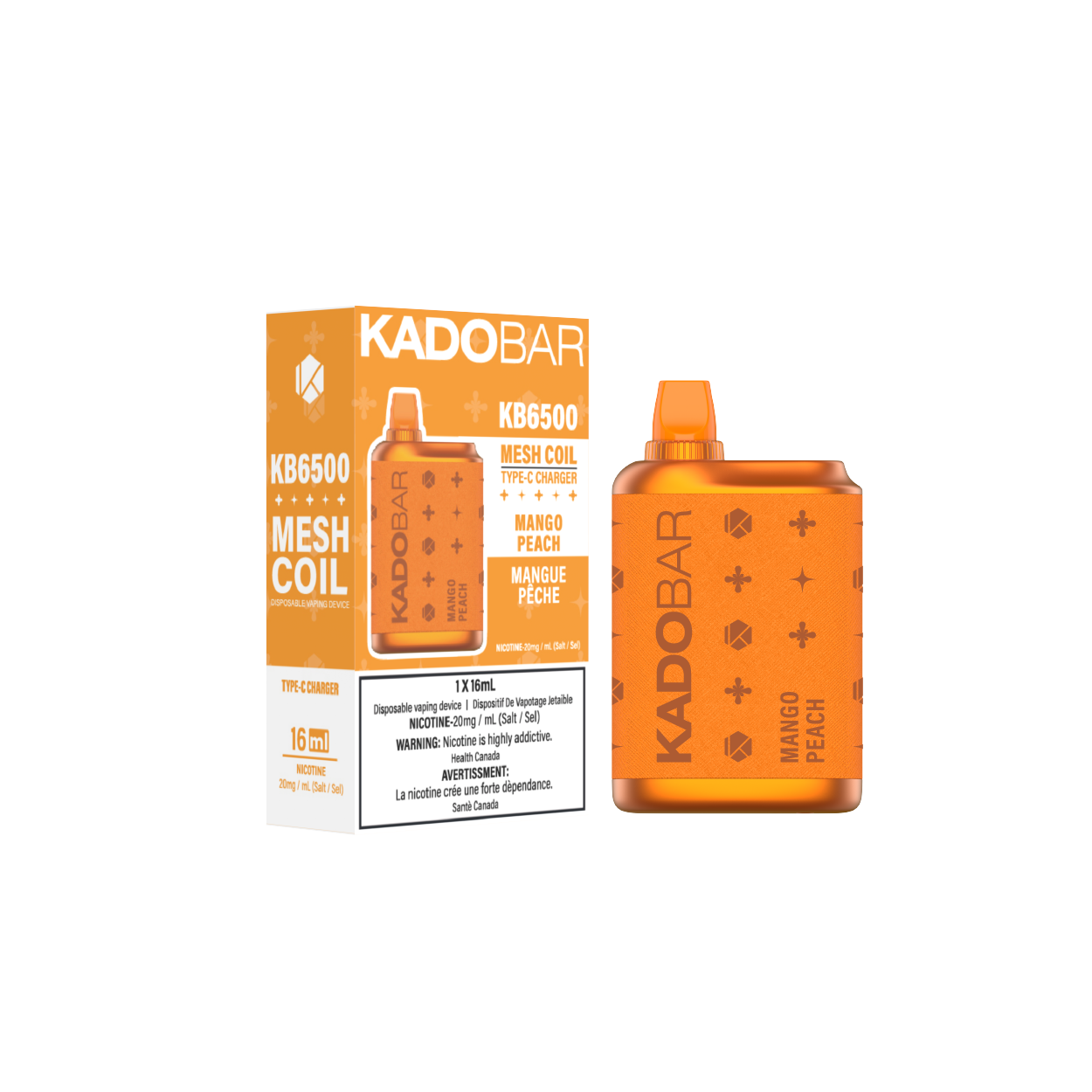 KadoBar 6500 Disposable Vape - 5ct Mango Peach