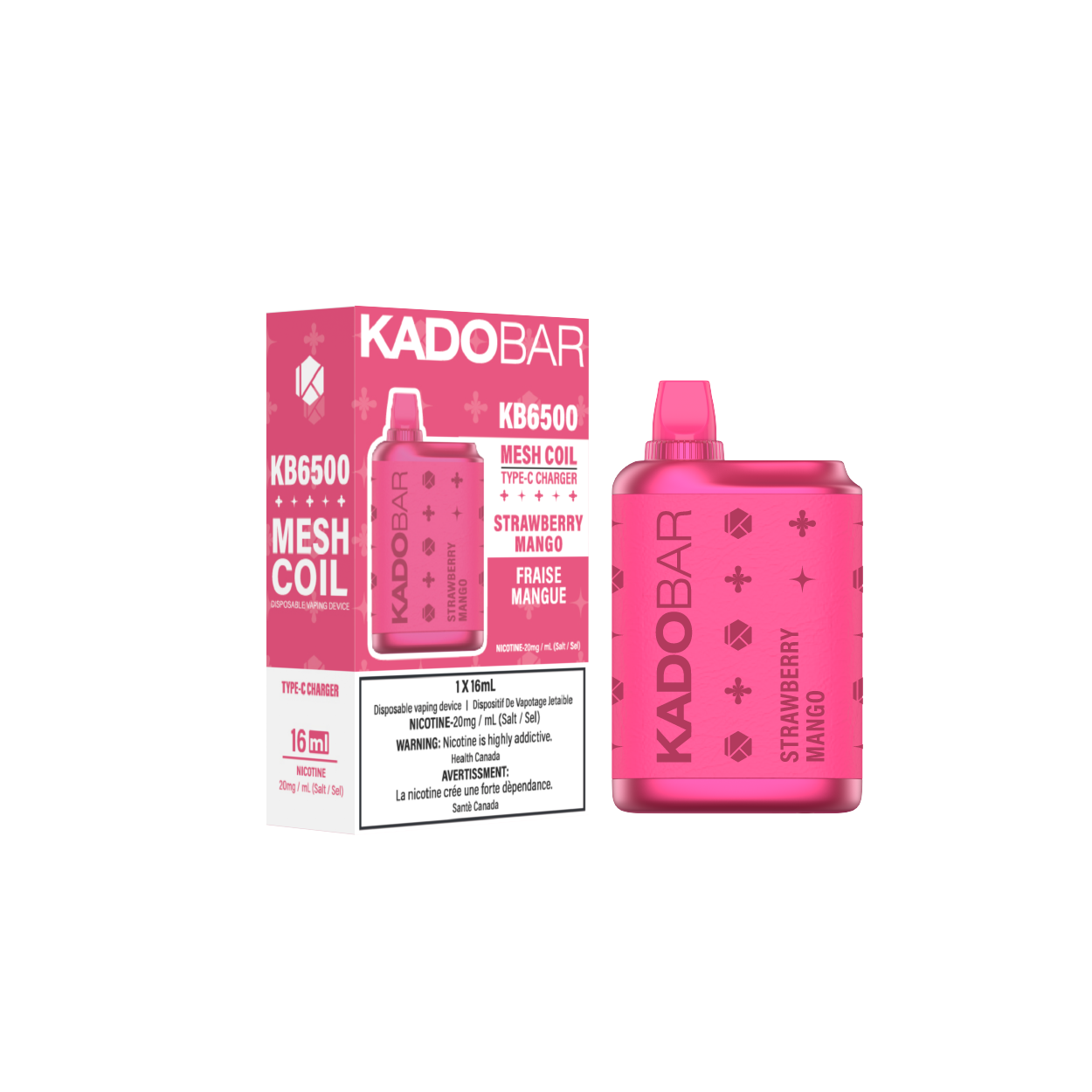 KadoBar 6500 Disposable Vape - 5ct Strawberry Mango