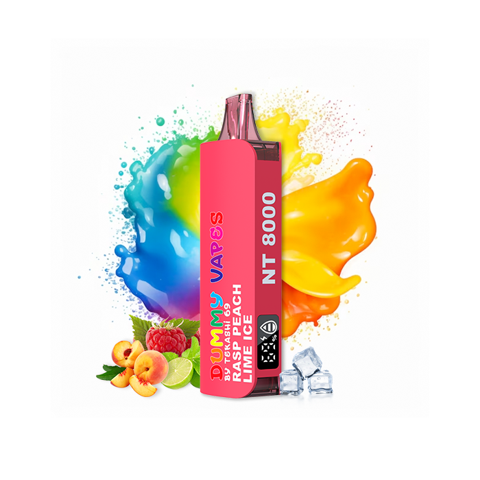 Dummy Vapes 8000 Puffs Disposable Vape - 5ct Raspberry Peach Lime Ice