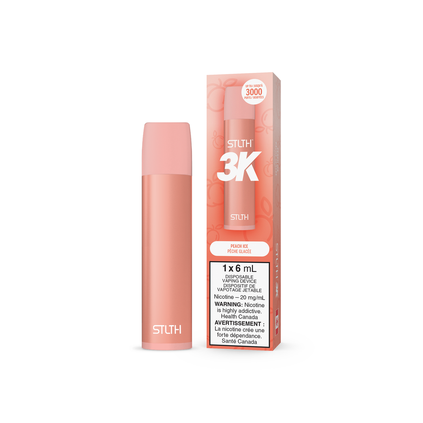 STLTH 3K DISPOSABLE- PEACH ICE (6PC/CTN) 6ML 20MG
