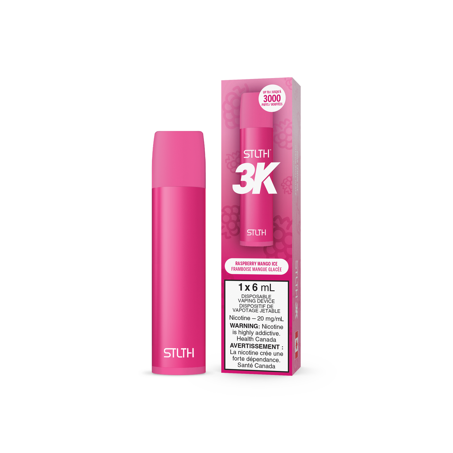 STLTH 3K DISPOSABLE- RASPBERRY MANGO ICE (6PC/CTN) 6ML 20MG