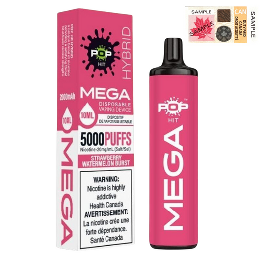 Pop Hybrid Mega 5000 Puffs Disposable Vape - 10ct Strawberry Watermelon Burst