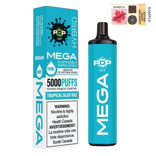 Pop Hybrid Mega 5000 Puffs Disposable Vape - 10ct Tropical Blue Razz