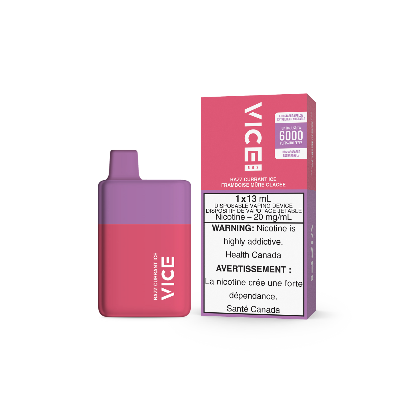 VICE BOX DISPOSABLE - RAZZ CURRANT ICE (5PC/CTN) 13ML 20MG