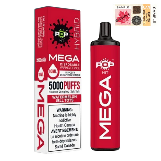 Pop Hybrid Mega 5000 Puffs Disposable Vape - 10ct Watermelon Jell Tots