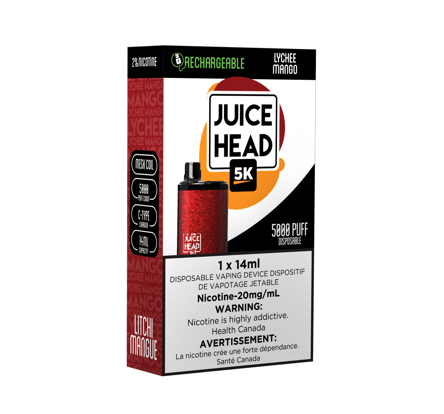 JUICE HEAD BARS 5K Puffs Lychee Mango (Sold by Single Unit)