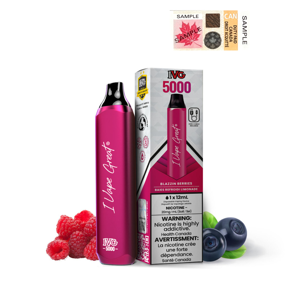 IVG Bar Max 5000 Puffs Disposable Vape - 6ct Blazin Berries