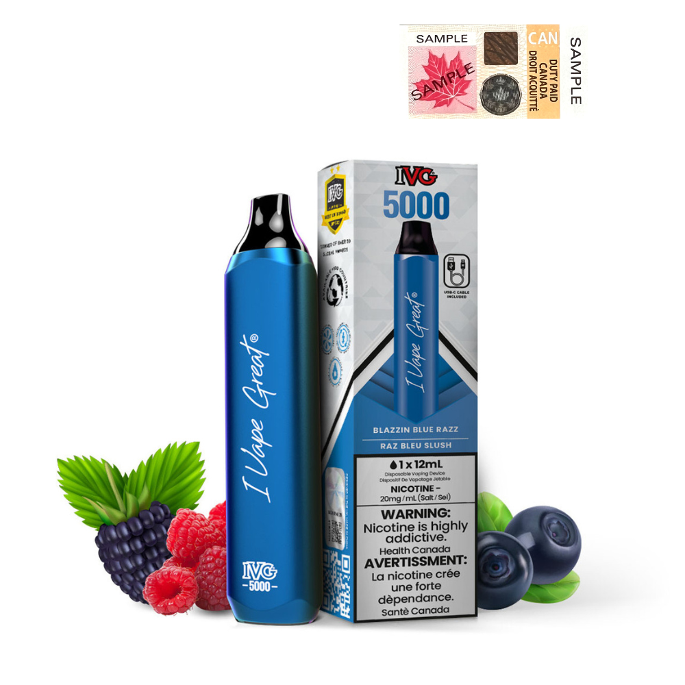 IVG Bar Max 5000 Puffs Disposable Vape - 6ct Blazin Blue Razz