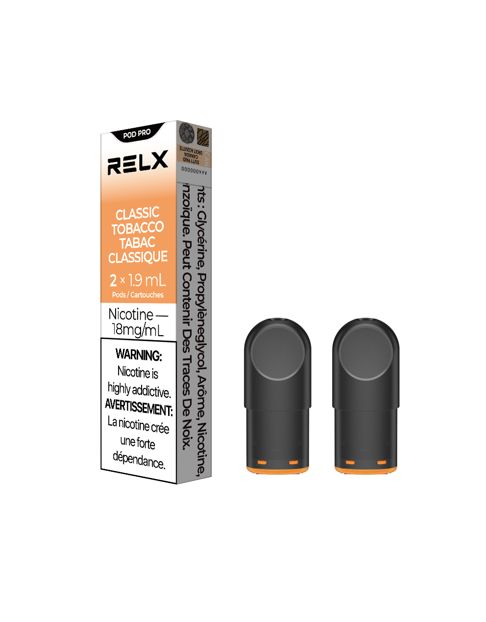 RELX Pod Pro - Classic Tobacco 18mg 2pc/Pack 5pk/Carton