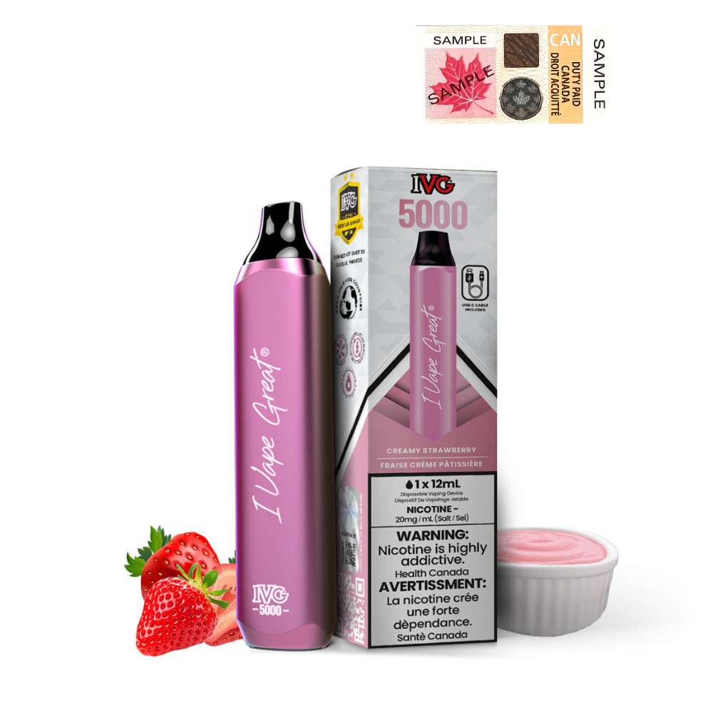 IVG Bar Max 5000 Puffs Disposable Vape - 6ct Creamy Strawberry