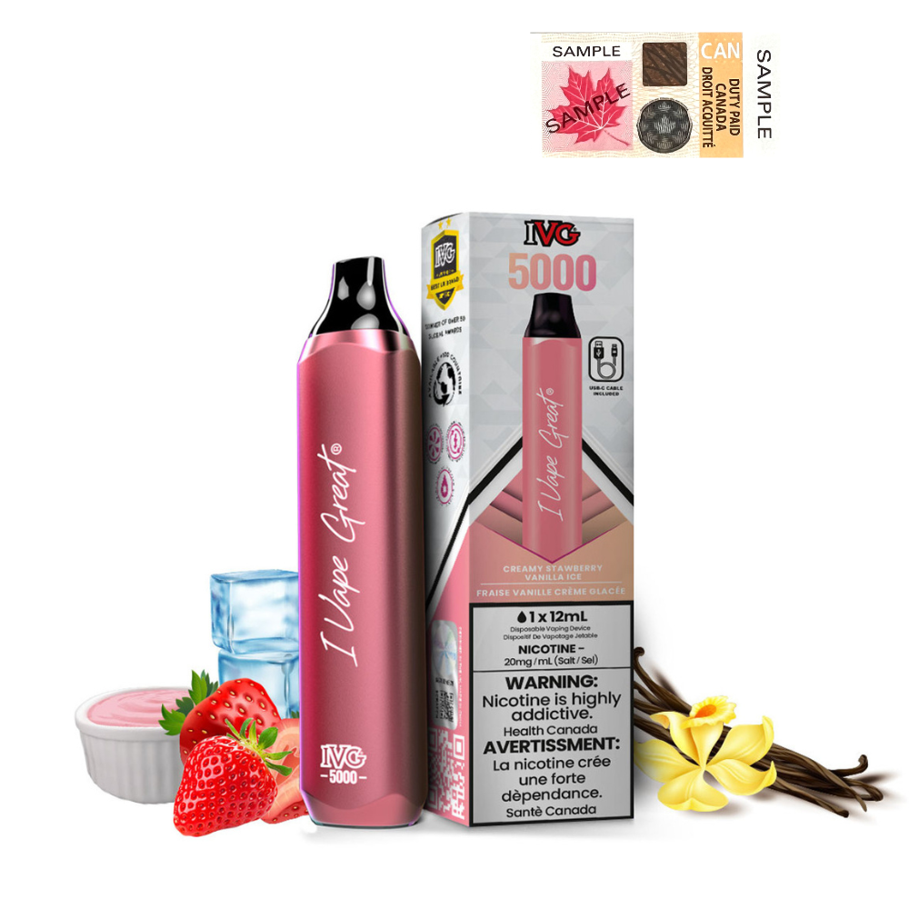 IVG Bar Max 5000 Puffs Disposable Vape - 6ct Creamy Strawberry Vanilla Ice