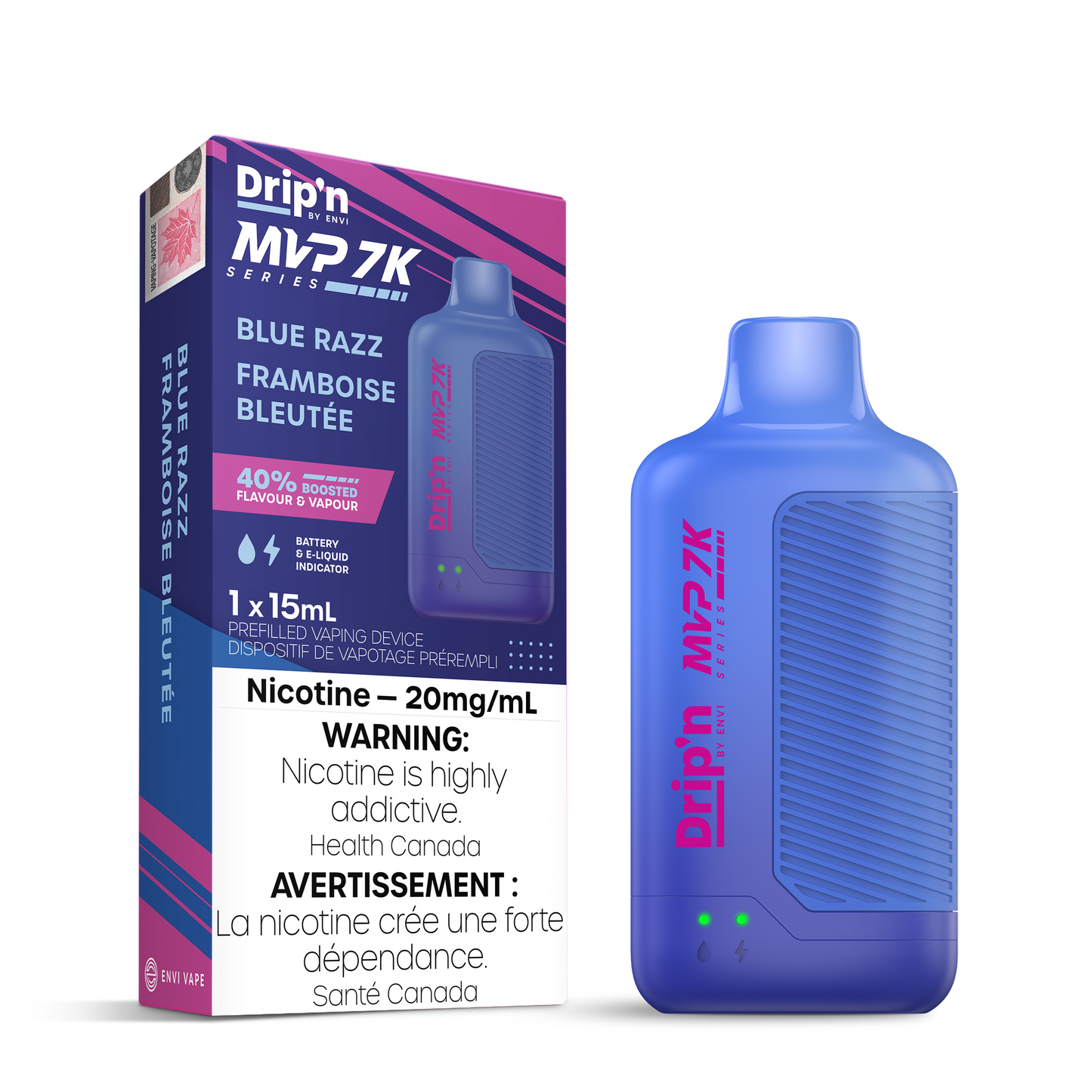 Dripn by Envi MVP Series 7K Disposable - Blue Razz 20MG 6pc/Carton