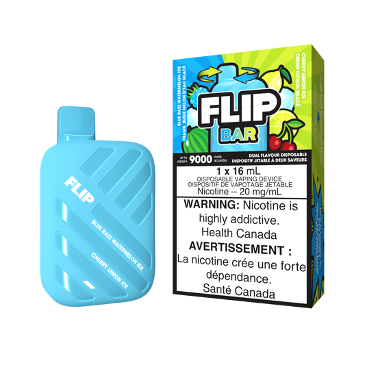 FLIP BAR DISPOSABLE - BLUE RAZZ WATERMELON ICE AND CHERRY LEMON ICE (5PC/CTN) 16ML 20MG