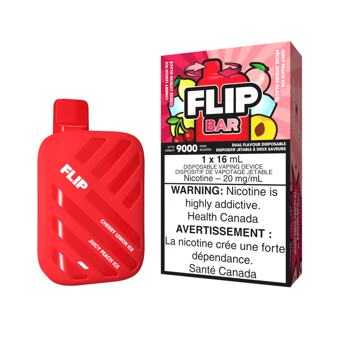 FLIP BAR DISPOSABLE - CHERRY LEMON ICE AND JUICY PEACH ICE (5PC/CTN) 16ML 20MG