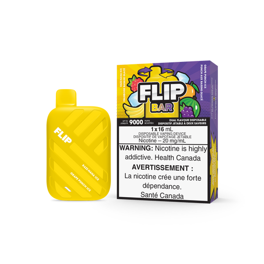 FLIP BAR DISPOSABLE - RAZZ NANA ICE AND GRAPE PUNCH ICE (5PC/CTN) 16ML 20MG