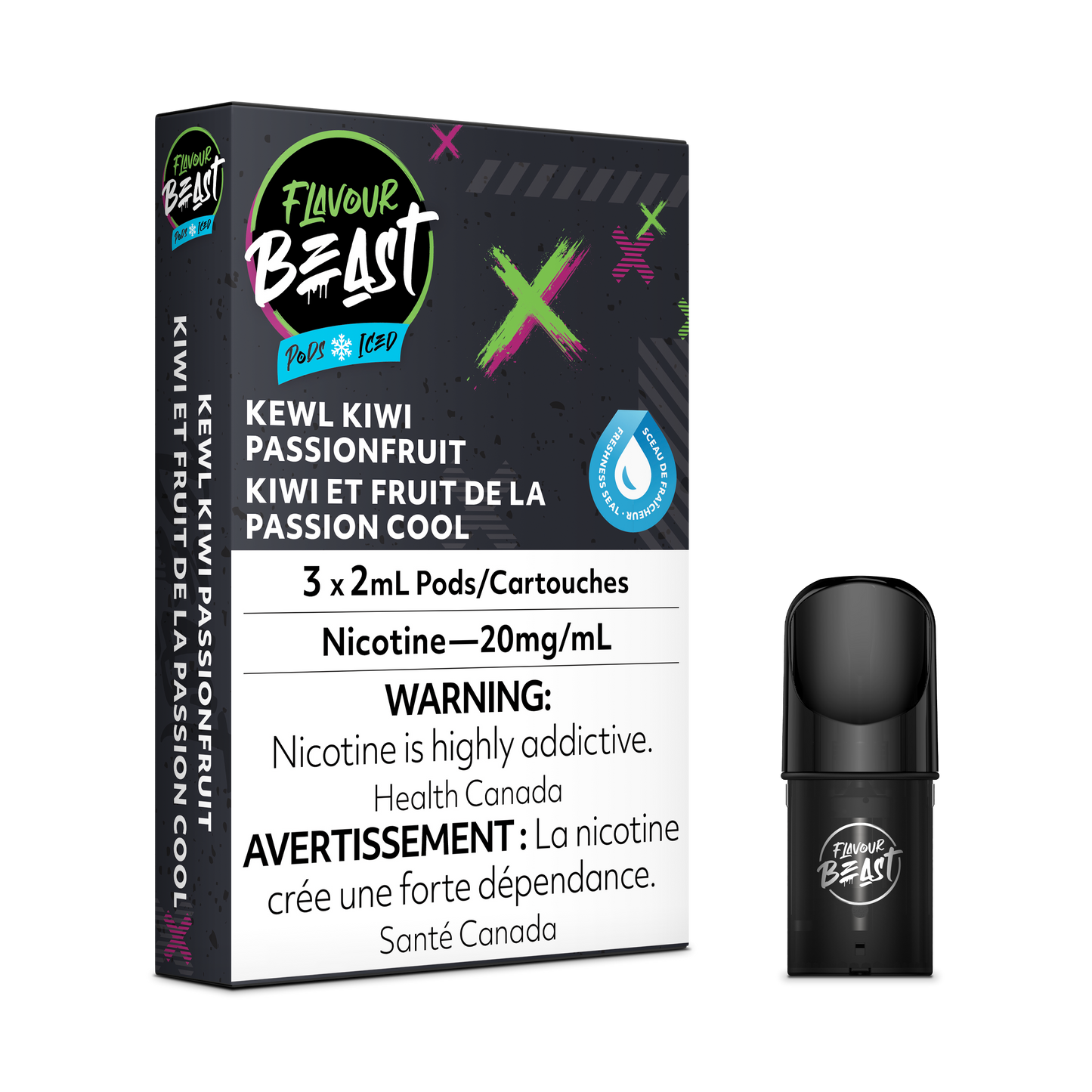 FLAVOUR BEAST POD Kewl Kiwi Passionfruit Iced (5pc Carton)