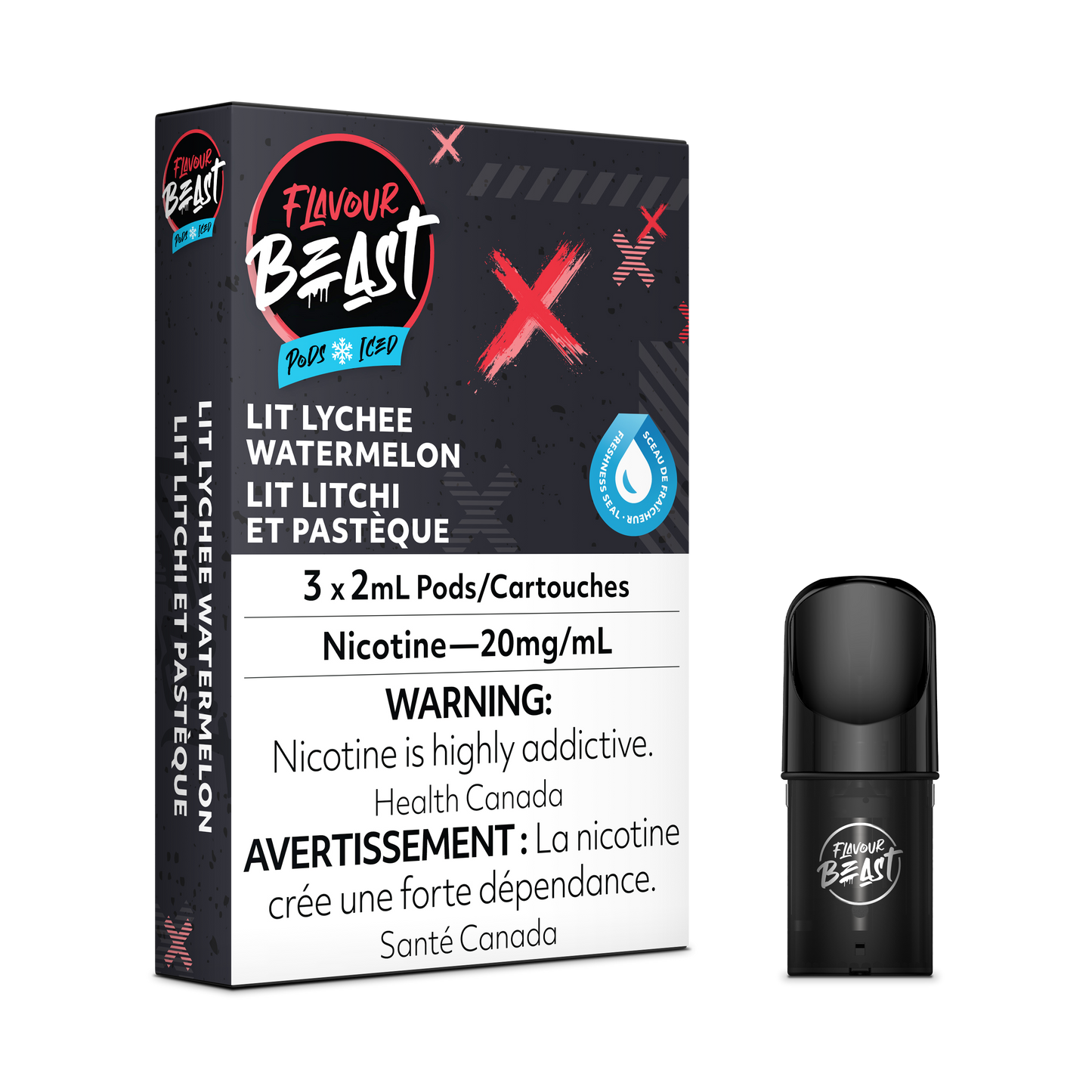 FLAVOUR BEAST POD Lit Lychee Watermelon Iced (5pc Carton)