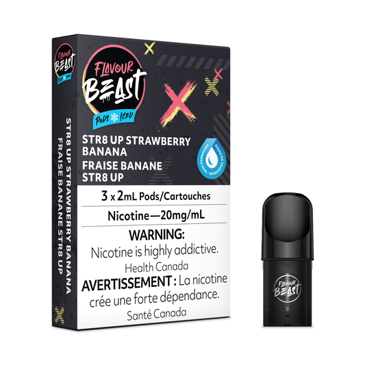 FLAVOUR BEAST POD STR8 Up Strawberry Banana Iced (5pc Carton)