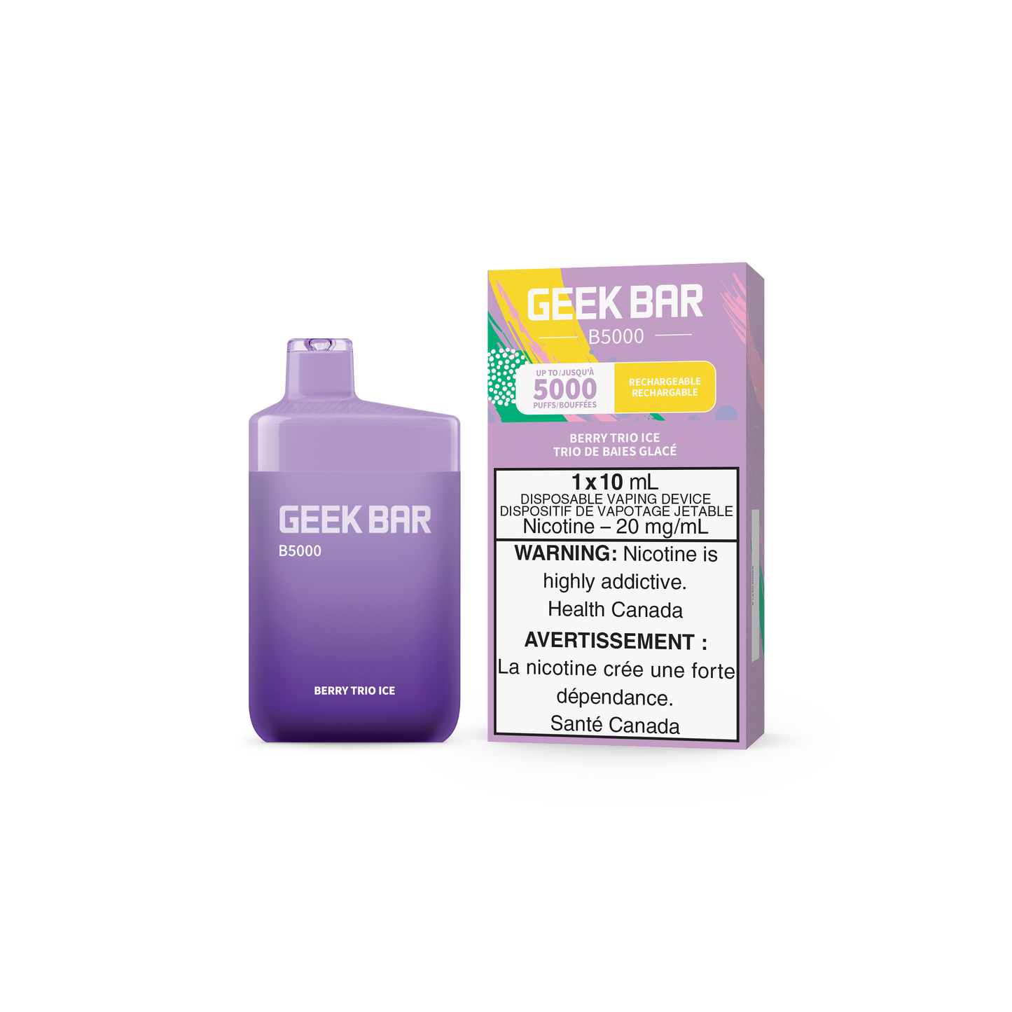 GEEK BAR B5000 DISPOSABLE - BERRY TRIO ICE (5PC/CTN) 10ML 20MG