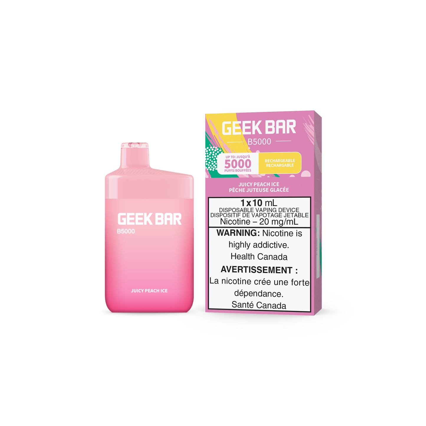 GEEK BAR B5000 DISPOSABLE - JUICY PEACH ICE (5PC/CTN) 10ML 20MG