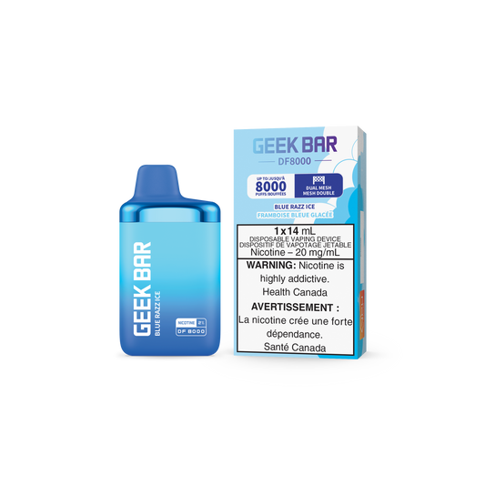 GEEK BAR DF8000 DISPOSABLE - BLUE RAZZ ICE (5PC/CTN) 14ML 20MG