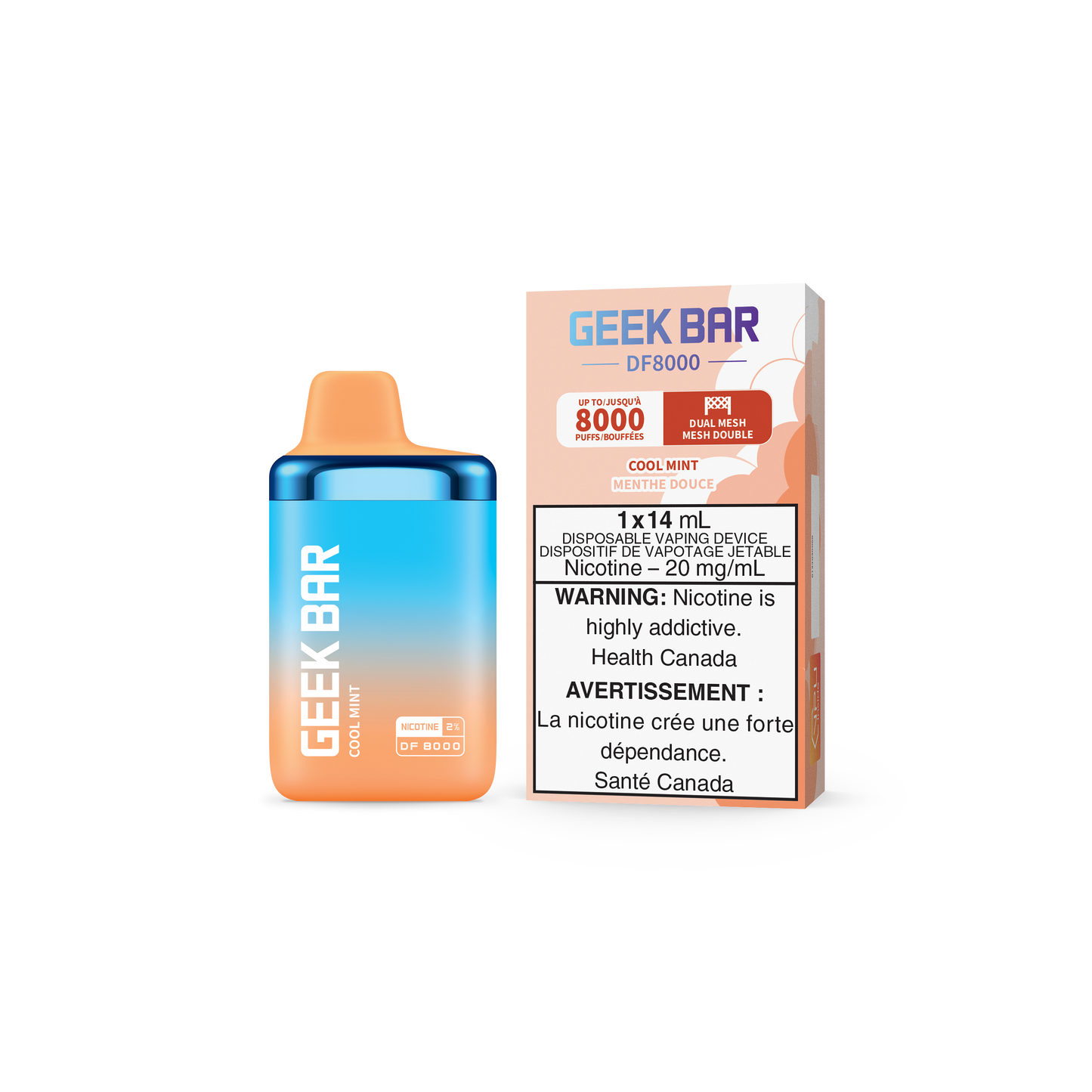 GEEK BAR DF8000 DISPOSABLE - COOL MINT (5PC/CTN) 14ML 20MG