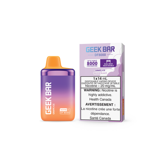 GEEK BAR DF8000 DISPOSABLE - GRAPE ICE (5PC/CTN) 14ML 20MG