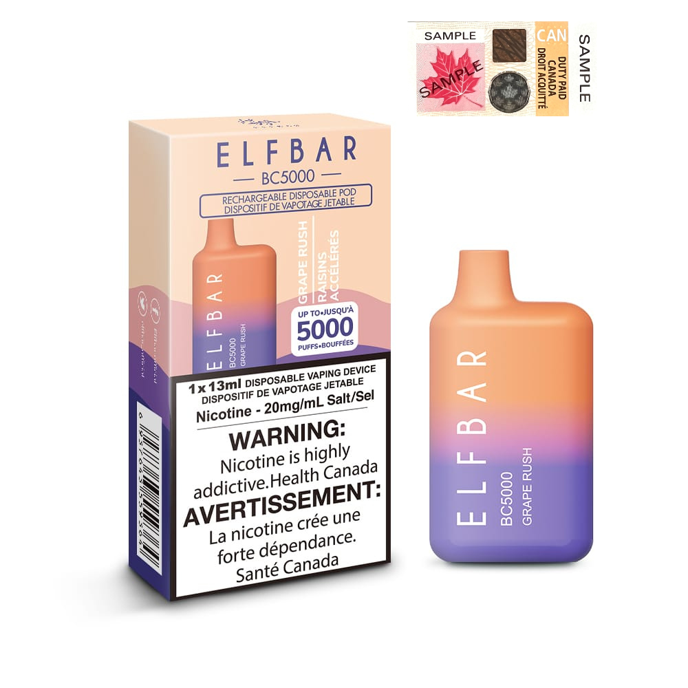 ELF Bar BC5000 Disposable Vape - 10ct Grape Rush