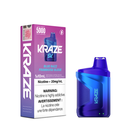 Kraze 5000 Disposable - Blue Razz 20MG with Lanyard 5pc/Carton