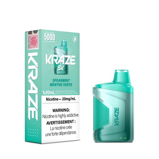 Kraze 5000 Disposable - Spearmint 20MG with Lanyard 5pc/Carton