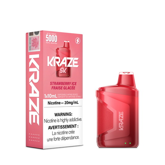 Kraze 5000 Disposable - Strawberry Iced 20MG with Lanyard 5pc/Carton