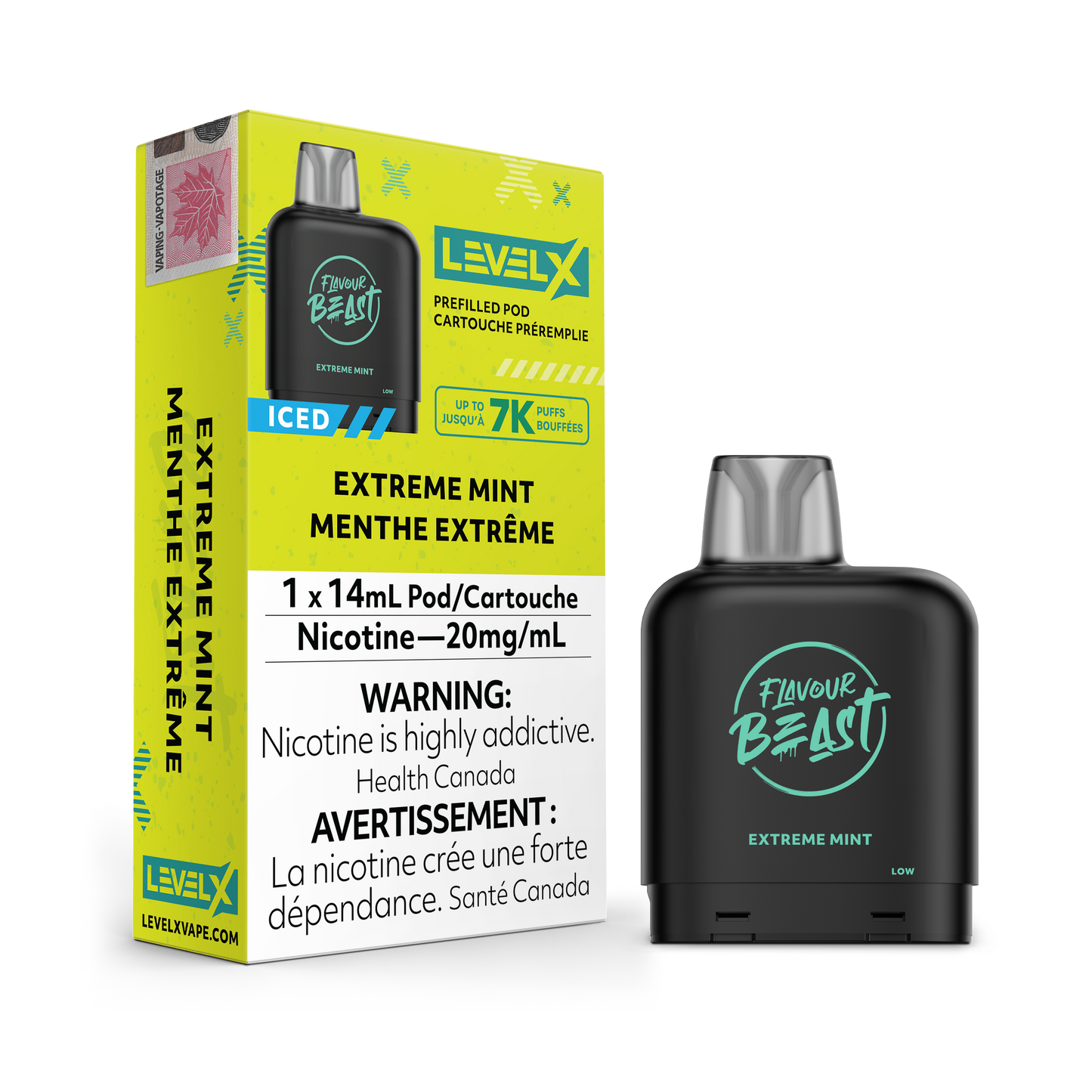 Level X Flavour Beast Pod 14mL - Extreme Mint Iced 20MG 6pc/Carton