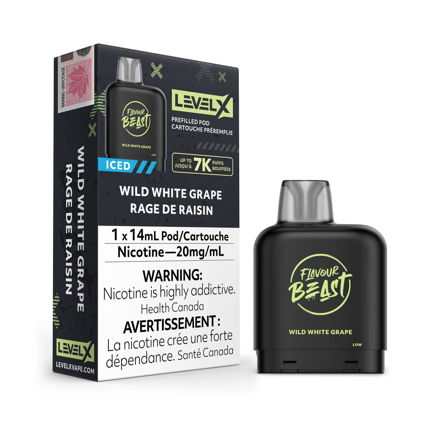 Level X Flavour Beast Pod 14mL - Wild White Grape 20MG 6pc/Carton