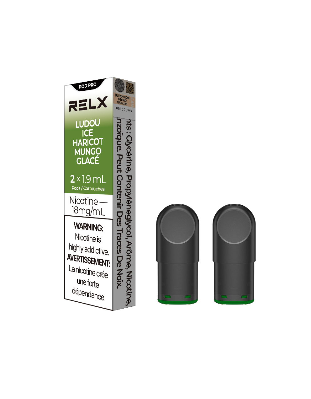 RELX Pod Pro - Ludou Ice 18mg 2pc/Pack 5pk/Carton