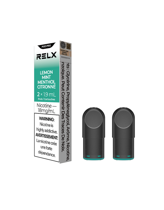 RELX Pod Pro - Lemon Mint 18mg 2pc/Pack 5pk/Carton